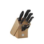 Zwilling Four Star 7 Parça Doğal Ahşap Bloklu Bıçak Seti - Siyah