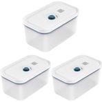Zwilling Fresh & Save Vakumlu Saklama Kabı, M, Plastik, Yari Şeffaf-Akdeniz Mavisi 3lü paket