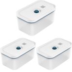 Zwilling Fresh & Save Vakumlu Saklama Kabı, M, Plastik, Yari Şeffaf-Akdeniz Mavisi 3lü paket