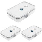 Zwilling Fresh & Save Vakumlu Yemek Taşıma Kabı, L Düz, Plastik, Yari Şeffaf-Akdeniz Mavisi 3lü paket