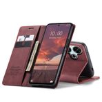 ZXHYliang REDMI 13/REDMI Note 13R 5G TPU Tampon [Eller Serbest Destek Standı] [Manyetik Kapatma] [Kart Yuvaları] Darbeye Dayanıklı Kapaklı Folyo Kılıf (Şarap)
