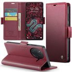 ZXHYliang Redmi K80 5G/Redmi K80 Pro 5G için RFID Engelleme ile, Kart Tutucu Dayanıklı Deri, Kickstand Manyetik Kapatma Darbeye Dayanıklı Kapaklı Kılıf. (Şarap)