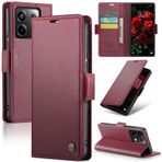 ZXHYliang Redmi Note 13Pro 5G için RFID Engelleme ile, Kart Tutucu Dayanıklı Deri, Kickstand Manyetik Kapatma Darbeye Dayanıklı Flip Kılıf. (Şarap)
