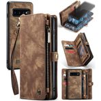 ZXHYliang Samsung Galaxy S10 Plus Cüzdan Kılıfı, 2'si 1 arada Vintage Flip Folio PU Deri Kılıf Çıkarılabilir Manyetik Arka Kapak, Kart/Nakit Yuvaları, Fermuarlı Bozuk Para Cebi, El Kayışı.