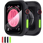 ZXK CO Uyumlu Apple Watch 44 mm Serisi 6/SE/5/4 Temperli Cam Filmli Kılıf, Çizilmeye Dayanıklı Ekran Koruyucu Silikon Kılıf TPU Tampon Kılıf iWatch 44 mm için Tam Koruyucu Kapak - Siyah
