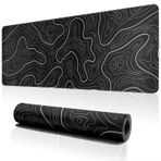 ZXUZKEA Oyun Mouse Pad Topografik Harita Uzun Fare Altlığı Büyük 90 x 25,8 cm Masa Mat Kaymaz Tabanlı Dikişli Kenar Klavye Matı Ofis Masası Pedi için (Siyah)