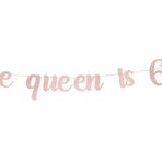 zxyxka The Queen is 60 Afiş, Bayanlar 60. Doğum Günü/Annenin 60. Doğum Günü Partisi Pembe Altın Simli Kağıt Asılı İşaret Dekorları