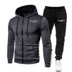 ZYHJZ Attack Titan için Erkek Kapüşonlu Eşofman Takımı, Tam Fermuarlı Kapüşonlu Ceket Atletik Eşofman Takımı Koşu Üstleri Günlük Alt Cepli Sweatshirt Takım Elbise, Gri-M