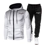 ZYHJZ Attack Titan için Erkek Kapüşonlu Eşofman Takımı, Tam Fermuarlı Kapüşonlu Ceket Atletik Eşofman Takımları Koşu Üstleri Günlük Alt Cepli Sweatshirt Takım Elbise, Beyaz-L