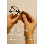 Zyla 5 ADET % 100 Koyun Derisi Güderi Gözlük, Telefon ve Tablet Temizleme Bezi 13 cm x 13 cm 5 Adet - Kahverengi - Siyah