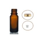 Zylan Ambalaj 10 ml Kahverengi Şişe Sarı Metal Düz Kapaklı, 12 Adet, Cam Şişe, Kozmetik Şişesi