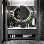 Zynor Led'li Lazer Kumlamalı Lavabo & Banyo Aynası (Dokunmatik Sensörlü) beyaz led'li 80 x 80