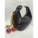 Zynp Kadın Cherry Charm'lı Gold Tokalı Mini El ve Omuz Çantası - 00-Siyah