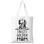 ZYQFN Kadınlar için En İyi Altın Anne Kanvas Taşıma Çantası, Köpek Anne için Köpekler Sevgilisi Hediyesi, Doğum Günü Noel Sevimli Golden Retriever Kadınlar İçin Hediye, Okul Çalışmaları Kolej Seyahati