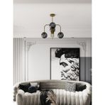 Zyra Eskitme Gövde 4'lü Füme Cam Küre Kıvrık Model Avize - Salon ve Oturma Odası Aydınlatması - Eskitme Füme