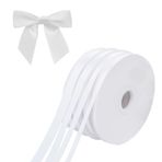 Zythrem 4 rulo saten bant, beyaz, hediye bandı, beyaz, 6/10/15/20 mm beyaz bant, kurdele bandı, beyaz, düğün, polyester bantlar, hediye paketi, el işi, doğum günü, vaftiz, parti dekorasyonu için