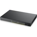 Zyxel 24-Port 10/100/1000 Gigabit PoE Switch | Smartmanaged | rack mount | 24 PoE + Port | 170 Watt | 2 SFP Port | VLAN, IGMP, QoS [GS1900-24HP]