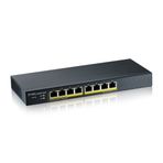 Zyxel 8 Port Gigabit PoE Switch | Smart Managed | Masa/Duvar Montajı ve Fansız Tasarım | 70 W Bütçe ile 8 PoE+ Bağlantı Noktası | VLAN, IGMP, QoS [GS1900-8HP]