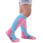 ZYXTLY 1 çift çocuk unisex pamuklu kayak çorapları çocuk termal çorapları erkek kızlar için kalın takviyeli diz çorapları kış sporları çorapları çocuklar için aktif diz yüksek renkli sıcak kayak