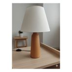 Z&Z Home duba ahşap konik abajur demir iskelet ceviz rengi beyaz şapka modern yatak odası lambası 40cm