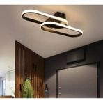 Zzez Siyah Renk Modern Tasarım Beyaz Ledli Cafe - Mutfak - Salon 2 Li Led Avize Siyah