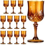 ZZTWER 12 x 8 oz Amber Plastik Şarap Bardağı, Vintage Kırılmaz Şampanya Flüt Kadehleri Düğün, Doğum Günü, Bebek Partisi, Parti İçecekler için
