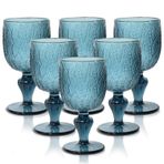 ZZTWER 6'lı 14 oz Mavi Şarap Kadehi Seti, Düğün, Parti, Bar, Kahve Dükkanı için Renkli Bardaklar, Bulaşık Makinesinde Yıkanabilir İçecek Bardağı
