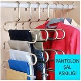 ( 1 Adet ) Dolap Içi 5 Katlı Pantolon Eşarp Şal Askısı Akıllı Askı - Krom