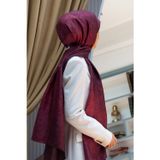 % 100 İpek Damask Desenli Bordo Renkli 90x210 Şal