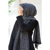 % 100 İPEK ETNİK DESENLİ KREM - SİYAH RENKLİ ŞAL