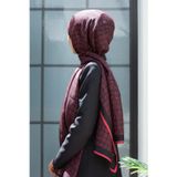 % 100 İPEK ETNİK DESENLİ SİYAH - KIRMIZI RENKLİ ŞAL