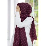 % 100 İpek V Logo Desenli Bordo 2 Renkli 90x210 Şal