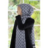 % 100 İpek V Logo Desenli Siyah - Gri Renkli 90x210 Şal