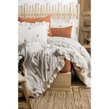 -%100 Pamuk-Çift Kişilik-Işlemeli-Fırfırlı -Secret Nevresim Takımı- Tarçın Renk - - Turuncu - 200 x 220 cm