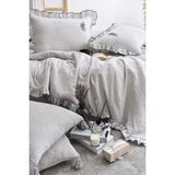 - %100 Pamuk- Çift Kişilik- Müslin Nakışlı Fırfırlı Nevresim Takımı- Lily -Gri - 200 x 220 cm