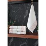 % 100 Pamuklu Kadife Güpürlü İnci Işlemeli 6 lı Çeyizlik El Yüz Havlu Seti - 30x50 cm - 04466 - Pembe