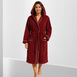 % 100 Pamuklu Laodikeia Kapşonlu Bornoz Kadın Erkek Unisex Bordo - 2XL
