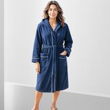 % 100 Pamuklu Laodikeia Kapşonlu Bornoz Kadın Erkek Unisex Lacivert - L - XL