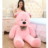 % 100 YERLİ - Papyonlu Sevimli Büyük Peluş Ayıcık, 130 cm Pembe