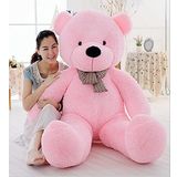 % 100 Yerli - Sevgiliye Özel Hediye - 150 cm Papyonlu Peluş Ayı - Dev Boy Pembe - Oyuncak Figürü