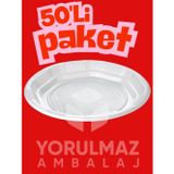 🍽️ 19 Cm Beyaz Plastik Tabak 50’li Paket🥗 Tek Kullanımlık – Hijyenik Ve Pratik