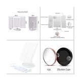 - 1X-2X-3X-10X Büyütmeli 37 LED Işıklı Makyaj Aynası, 3 Panel, Katlanabilir, Dokunmatik Sensörlü (Beyaz) - standart