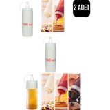 ( 2 Adet ) Yağlık Sirkelik Sosluk Kapaklı 700 ml Plastik Yağdanlık, Masterchef Yağdanlık