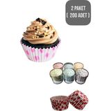 ( 200'LÜ- 2 Paket ) Muffin Kalıbı | Desenli Muffin Kağıdı Cupcake Kağıdı Renkli Desenli Kek Kalıbı - 200 Adet