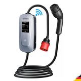 ® 22Kw Taşınabilir Elektrikli Araç Şarj İstasyonu Wi-Fi/Bluetooth Smart 5 Metre Tip2 Kablolu Trifaz/Monofaz 32A 22Kw/11Kw/7.66Kw/3.5Kw (Chargepro22-App)