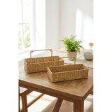 ® 2'Li Duvar Askılı Plastik Rattan Organizer Sepeti, Dikdörtgen Hasır Görünümlü Banyo Ve Mutfak Raf Düzenleyici, 28X10x7 Cm Ve 31X12x7 Cm