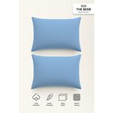 | 2'li Penye Yastık Kılıfı Seti | %100 Pamuk | 50 X70 | Fermuarlı | Jersey Kumaş - Bebe Mavisi - 50 x 70