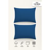 | 2'li Penye Yastık Kılıfı Seti | %100 Pamuk | 50 X70 | Fermuarlı | Jersey Kumaş - Lacivert - 50 x 70