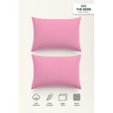 | 2'li Penye Yastık Kılıfı Seti | %100 Pamuk | 50 X70 | Fermuarlı | Jersey Kumaş - Pembe - 50 x 70