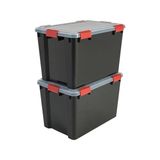 , 2'li Set Hava Geçirmez Saklama Kutusu, 70 L, Klipsli, Istiflenebilir, Garaj, Kiler, Tavan Arası – Air Tight Box At-Ld – Siyah